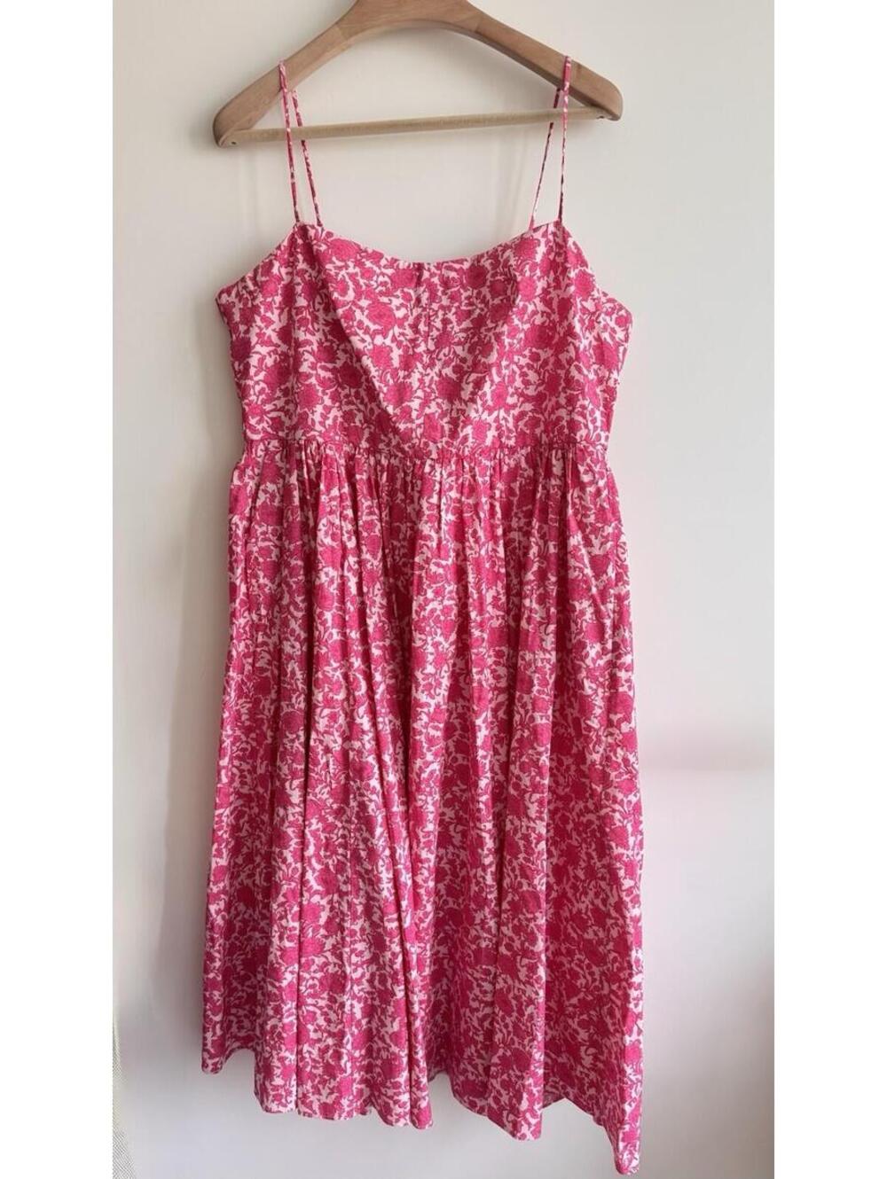 J.Crew A-Line Cotton Poplin Midi Dress Rosebud Floral Pink Size 16 NWT - Picture 3 of 9
